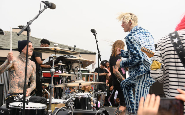 Travis Barker and Machine Gun Kelly perform onstage during the NoCap Shows x Machine Gun Kelly secret show on June 19, 2021 in Venice, California.